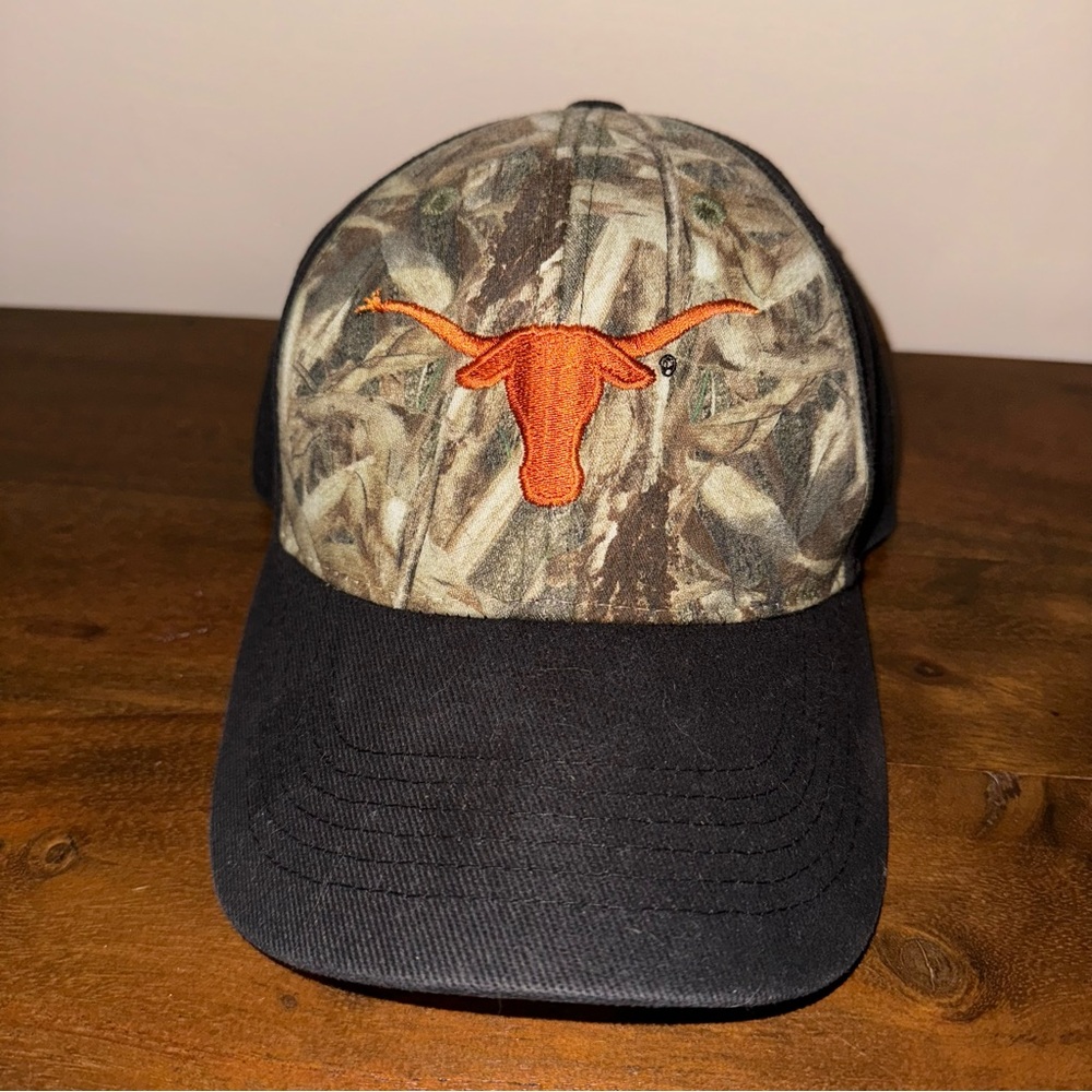 Camo and Black Texas Longhorns Velcro adjustable hat